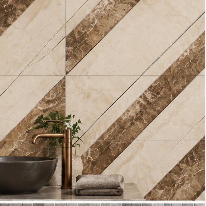 Cream & Brown Diagonal Line collection