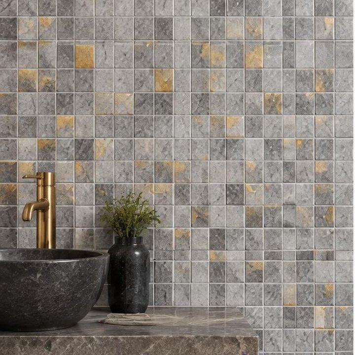 Grey Mosaic Gold-Dot collection
